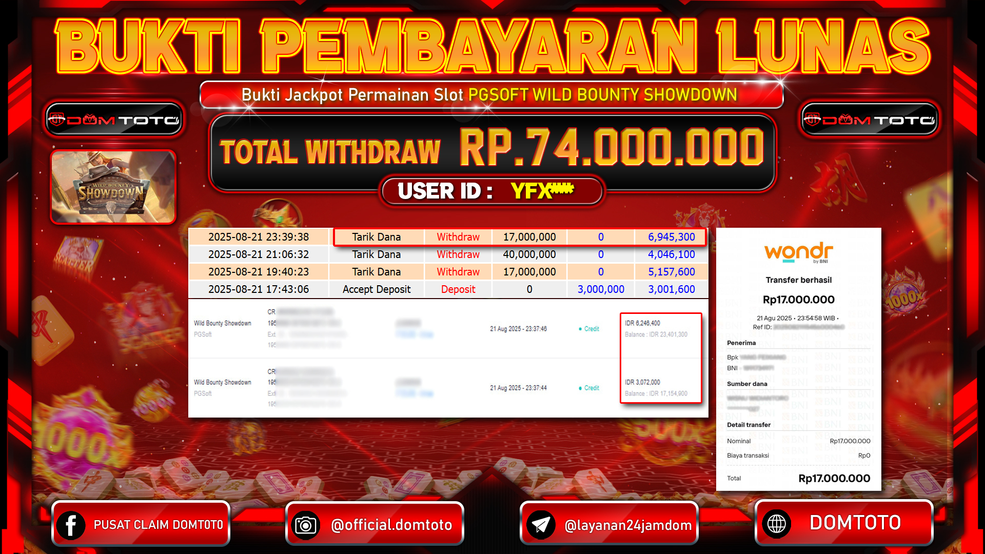 JACKPOT SLOT WILD BOUNTY SHOWDOWN 21 AGUSTUS  2025